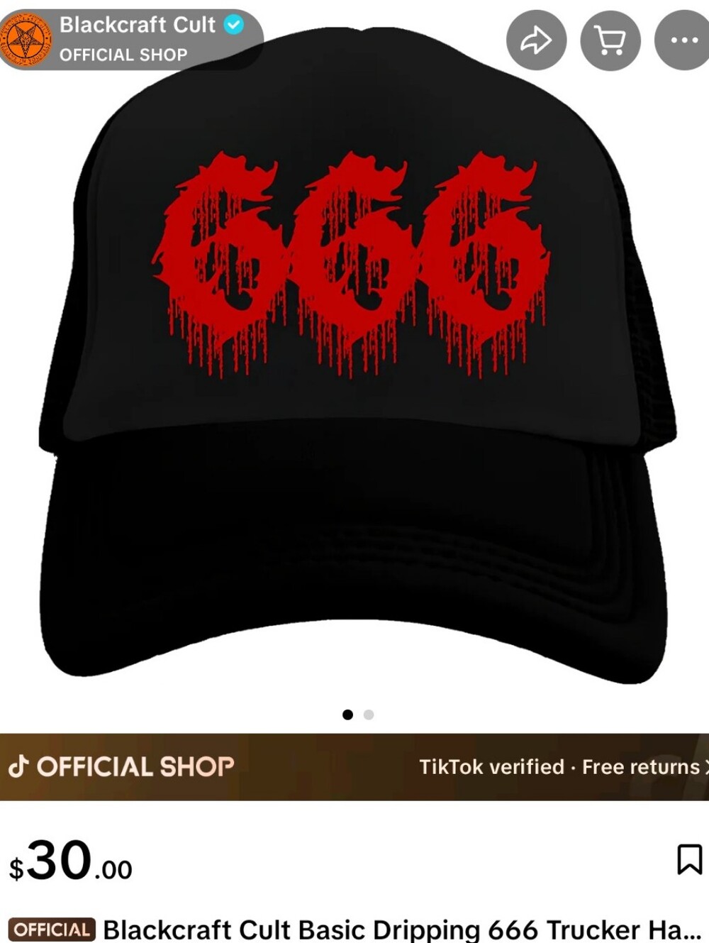 Blackcraft Cult Dripping 666 Trucker Hat